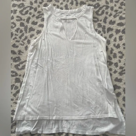 AMERICAN EAGLE WHITE DISTRESSED TANK SIZE XS - Picture 2 of 8
